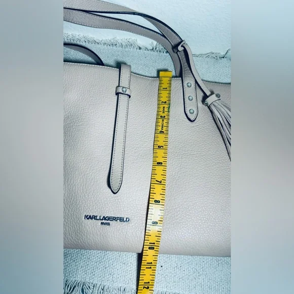 Karl Lagerfeld “Toby” Blush Pink Leather Tote with Tassel Charm - Picture 15 of 16